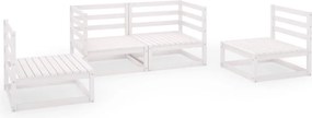 vidaXL Set mobilier de grădină, 4 piese, alb, lemn masiv de pin