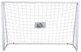 HOMCOM Poartă de Fotbal pentru Adulți și Copii de Grădină cu Țintă Centrală și Stâlpi, 186x62x123 cm, Alb | Aosom Romania