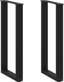 vidaXL Picioare de masă consolă în formă de U, 2 buc., negru, 38x(72-73) cm, oțel