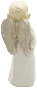 Figurina Inger cu lumanare in maini, Delia, Bej, 9.5cm