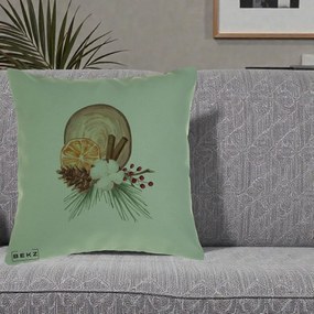 Perna Decorativa Aranjament de Craciun Nordic, 40x40 cm, Verde, Husa Detasabila, Perna Inclusa, BEKZ®