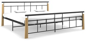 324903 vidaXL Cadru de pat, 200x200 cm, metal și lemn masiv de stejar