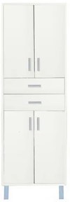 Dulap înalt Nerva 60 cu 4 uși și 2 sertare, alb