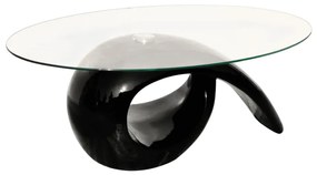 240432 vidaXL Măsuță de cafea cu blat oval din sticlă, negru lucios