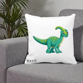 Perna Decorativa Parasaur Verde, 40x40 cm, Alba Mata, Husa Detasabila, Perna Inclusa, BEKZ®