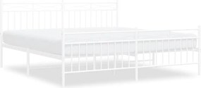 vidaXL Cadru de pat metalic cu tăblie de cap/picioare, alb, 183x213 cm