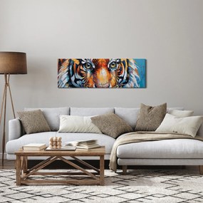 Tablou - Vedere a unui tigru, pictură (cu ceas) (90x30 cm)