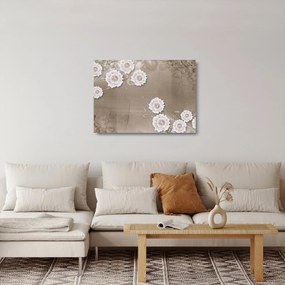 Tablou pe sticlă - Draperie cu flori (70x50 cm)