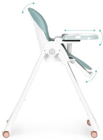 Scaun de hrănire înălțime reglabilă curele din piele ecologică tavă dublă verde