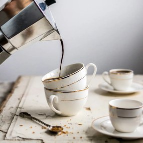 Set servire ceai sau cafea, 12 piese, 6 persoane, Aura Gold