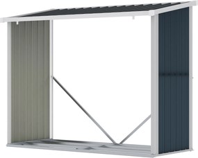 Outsunny Șopron pentru lemne din oțel galvanizat, adăpost depozitare bușteni cu acoperiș înclinat pentru grădină/terasă exterior 185x84x133,5/148,5 cm Gri | Aosom Romania