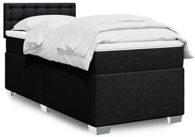 vidaXL Pat box spring cu saltea, negru, 80x200 cm, textil