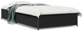 845111 vidaXL Cadru de pat, negru, 90x200 cm, lemn prelucrat și metal