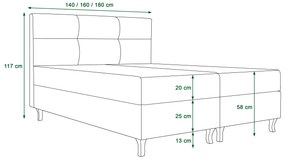 Pat matrimonial Boxspring 180 cm Lumba (gri deschis) ( cu saltea și sp. depozitare). 1046686