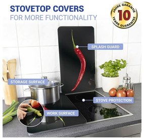 Set 2 protecții din sticlă pentru aragaz Wenko Peperoni, 52 x 30 cm