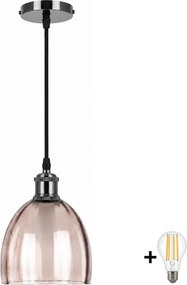 BRILAGI-LED Lustra suspendată pe cablu RETRO GLASS 1xE27/60W/230V Ø 17 cm negru/bej fumuriu