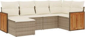vidaXL Set canapele de grădină cu perne, 6 piese, bej, poliratan