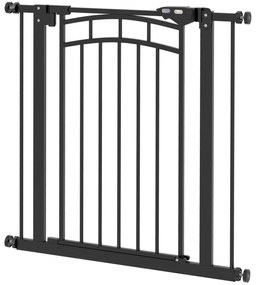 PawHut Barieră de siguranță pentru câine barieră de scări extensibilă dublă blocare 74-80 x 76 cm negru | Aosom Romania