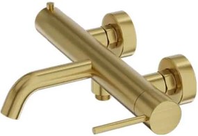 Baterie de cada montaj pe perete din alama sanitara, auriu periat, pipa fixa 19.8 cm, LaVita Verdi Auriu periat