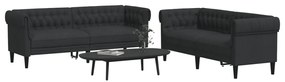 vidaXL Set de canapele, 2 piese, negru, material textil