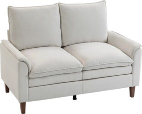 HOMCOM Canapea 2 locuri 146 cm, canapea chenille cu căptușeală în două straturi, pernă cu arcuri, șezut adânc, spătar înalt, alb crem | Aosom Romania