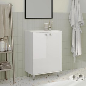 Corp Baie Zaria, 2 Usi, Alb lucios/Alb, MDF, L 60 x l 35 x H 85 cm