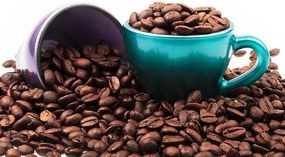 Fototapet ceașca cu boabe de cafea