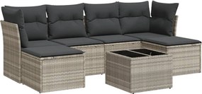 vidaXL Set canapele de grădină cu perne, 7piese gri deschis poliratan