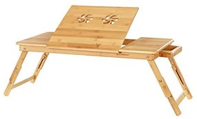 Masuta pentru laptop, Songmics, Natural, LLD004, Bambus, 72 x 29 x 35 cm