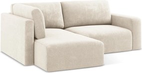 Colțar crem extensibil/cu spațiu de depozitare cu tapițerie din chenille (cu colț pe partea stângă/în formă de ”L”) Kona – Makamii