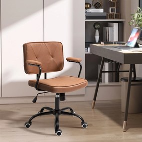Vinsetto Scaun de birou cu rotile, scaun de birou reglabil inaltime cu functie de leganare rotire 360° inclinabil spuma maro 61 x 58 x 82-91 cm | Aosom Romania