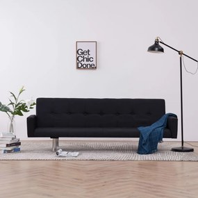 282223 vidaXL Canapea extensibilă cu brațe, negru, poliester
