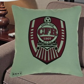 Perna Personalizata CFR Cluj Fotbal Club 1907, 40x40 cm, Verde, Husa Detasabila, Perna Inclusa, BEKZ®