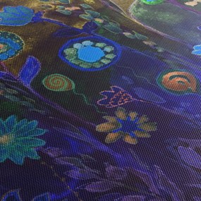 Tablou - Flori albastru închis (120x50 cm)