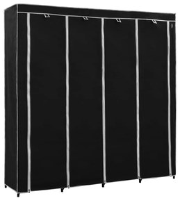 282445 vidaXL Șifonier cu 4 compartimente, negru, 175 x 45 x 170 cm
