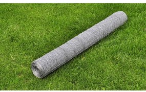 vidaXL Plasă de sârmă găini, argintiu, 25 x 0,5 m, oțel galvanizat