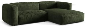 Colțar modular verde cu tapițerie din catifea (cu colț pe partea dreaptă/cu șezlong) Martina – Micadoni
