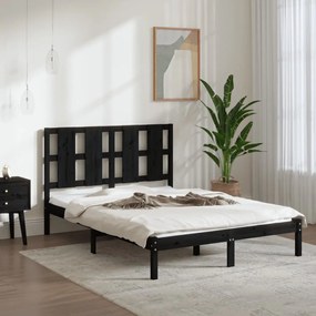 3105574 vidaXL Cadru de pat mic dublu, negru, 120x190 cm, lemn masiv
