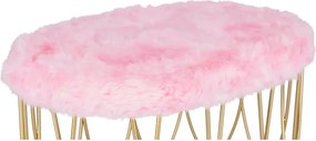 Taburet Pinky oval baza metalica aurie tapitat