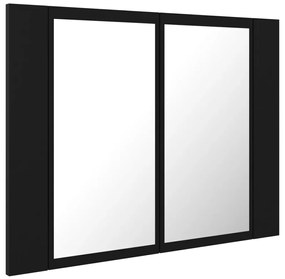 Dulap de baie cu oglinda si LED, negru, 60x12x45 cm Negru