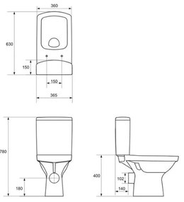 Set vas wc Cersanit, Easy New, stativ, rimless cu rezervor si capac soft-close si easy off inclus