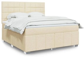 vidaXL Pat continental cu saltea, crem, 180x200 cm, textil