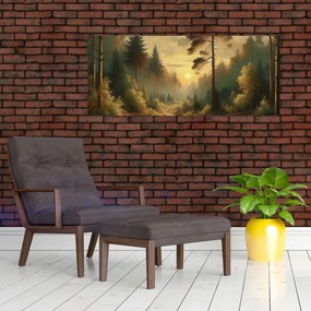 Tablou - Soare strălucind prin pădure (120x50 cm)