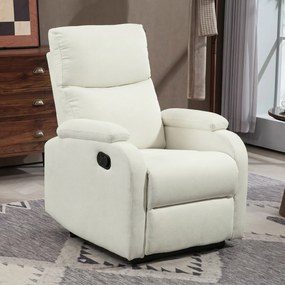HOMCOM Fotoliu Recliner din In cu Suport Reglabil pentru Picioare, 69x91,5x103 cm, Alb crem | Aosom Romania