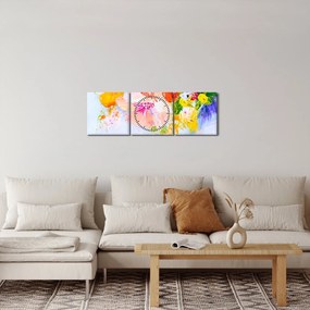 Tablou - Flori,pictură (cu ceas) (90x30 cm)