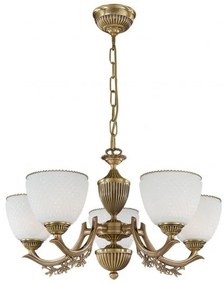 Candelabru cu 5 brate clasic design italian din alama si sticla 8651 RA-L. 8651/5