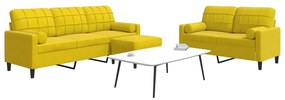 vidaXL Set de canapele cu perne/rulouri, 3 piese, galben, catifea