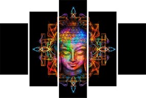 Tablou - Bustul lui Buddha în culori neon (150x105 cm)
