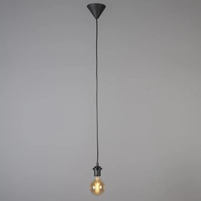 Lampă modernă suspendată neagră cu abajur alb 45 cm - Pendant