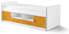 Set BONNY conține Pat copiiul cabină în portocaliu și somiera asortată.